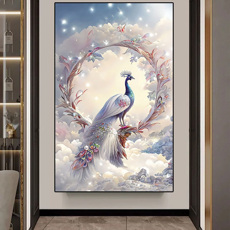 纯手工玄关画孔雀公主十字绣棉线39色满绣无勾边85x135cm