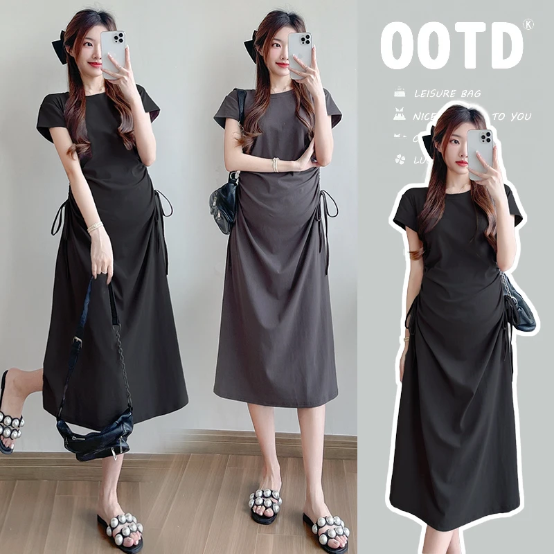 孕妇连衣裙夏季短袖修身弹力针织孕妇装夏装裙子辣妈网红孕妇裙子