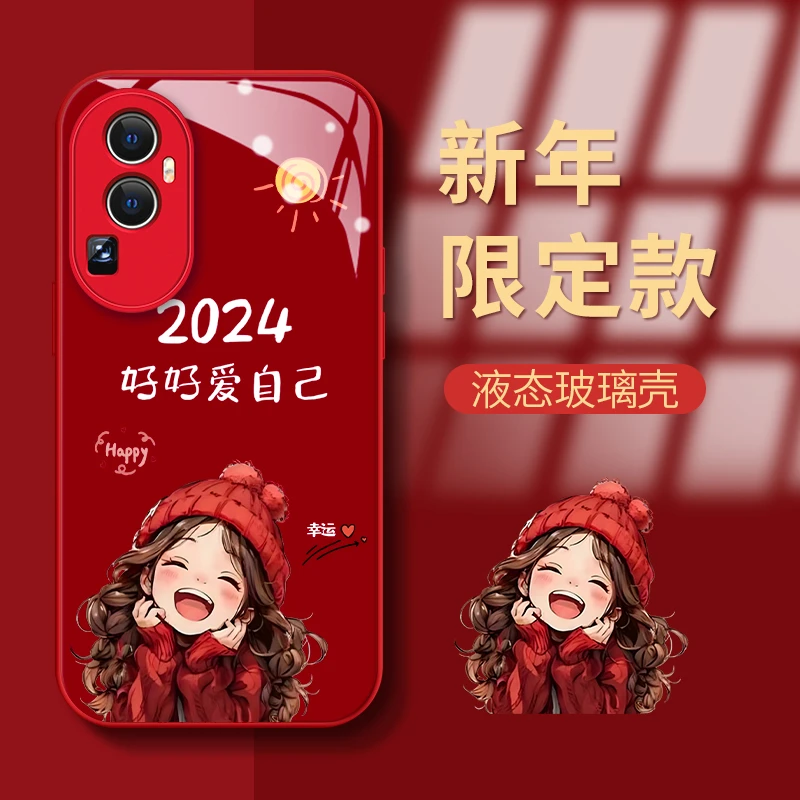 适用OPPOReno10幸运女孩防摔保护套网红女款ins高颜值新手机壳