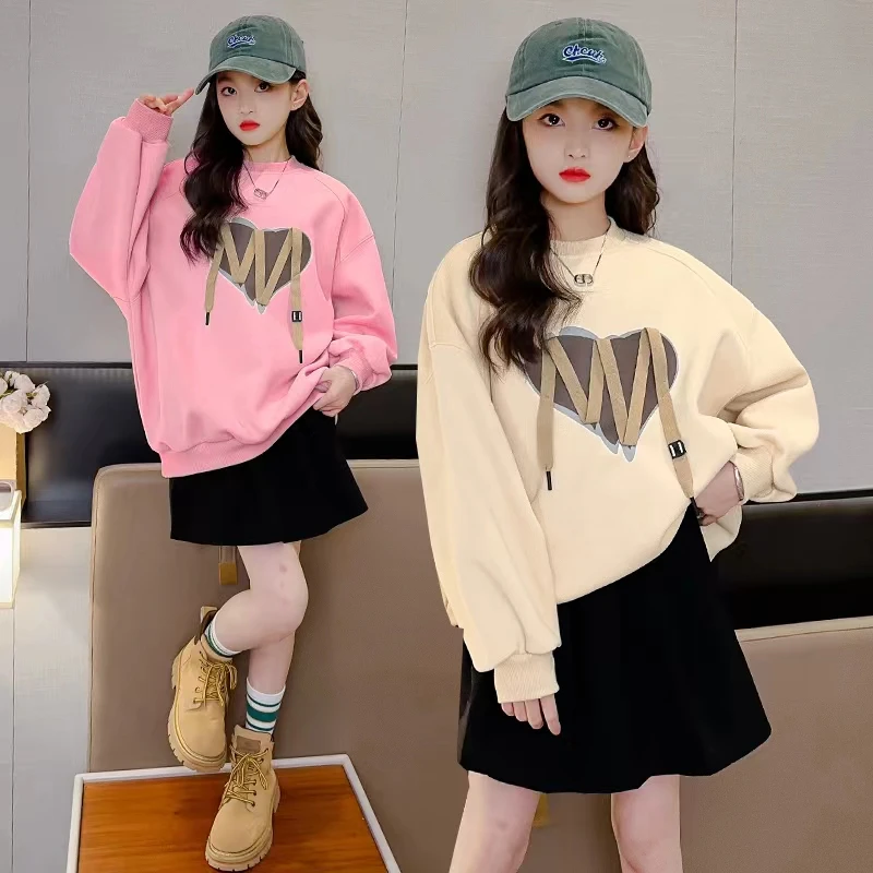 女童秋季卫衣2023新款韩版儿童洋气上衣女孩中大童春秋时髦打底衫