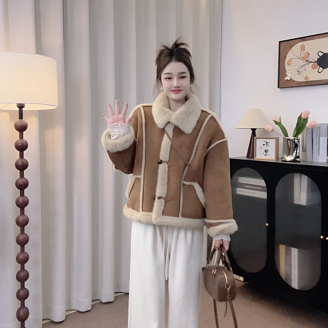 【大姑专属】羊羔绒外套冬季新款复古皮毛一体宽松加厚时尚上衣女