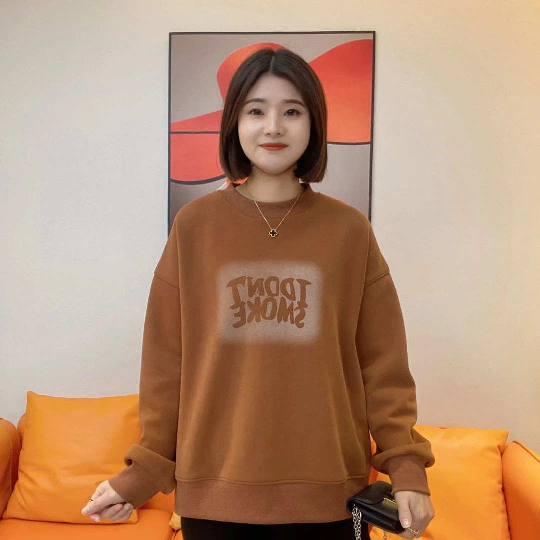 2025（加绒加厚）百搭通勤高档印花IDONT字母卫衣15104-1