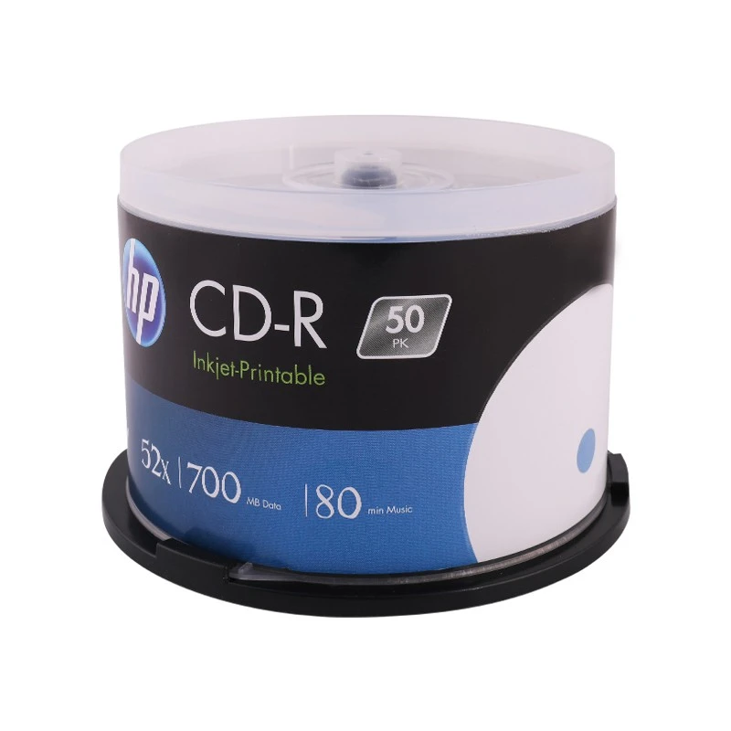 惠普(HP)CD-R空白刻录光盘空白可打印光盘700MB 52X 50片桶装光碟