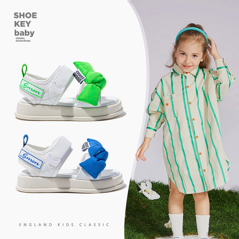 儿童软底蝴蝶结凉鞋2024夏季新款百搭沙滩鞋男女童休闲中大童鞋子