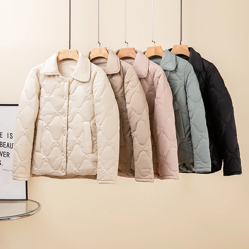 2023新款女士小棉袄轻薄韩版潮流百搭翻领女士秋冬外套棉衣女短款