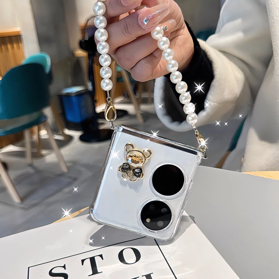 新款透明华为pocket2手机壳折叠手提链条p50pocket女款超薄保护套