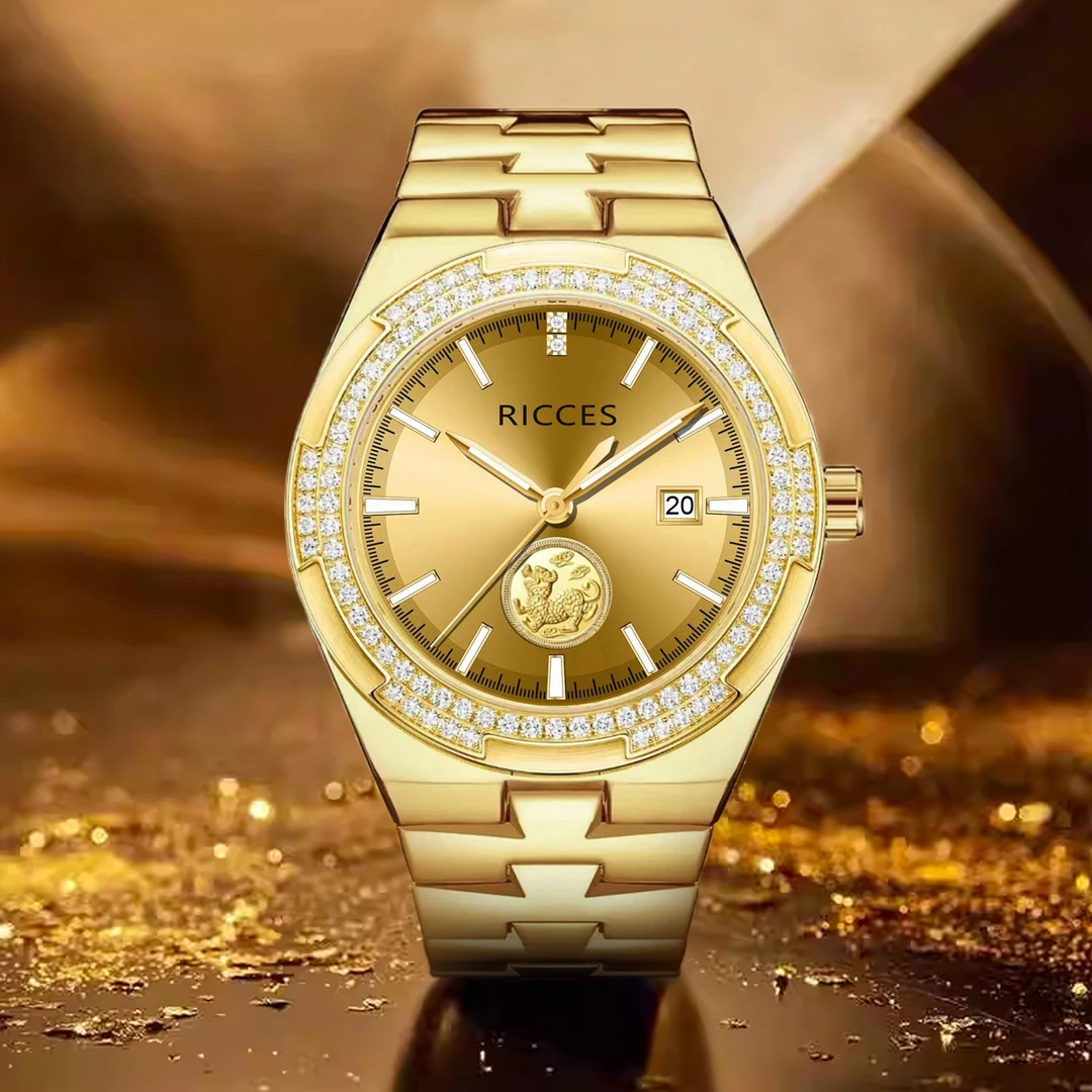 【娜娜的心意】足金999/金麒麟真金真钻全自动机械男士腕表R901