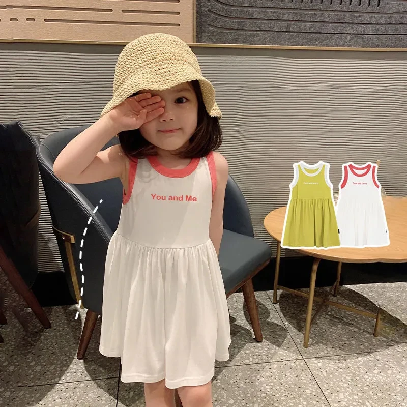 女童连衣裙2025夏季新款宝宝冰丝背心裙韩版柔软高弹力百褶裙子潮