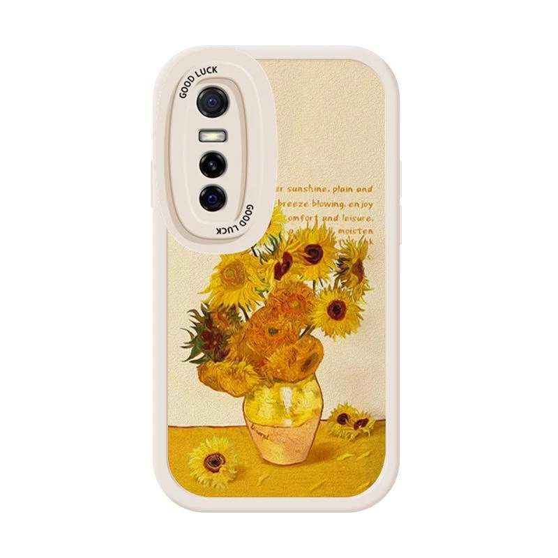 高级感vivoS7e粉色油画花手机壳vivoS7e活力版网红硅胶保护套全包