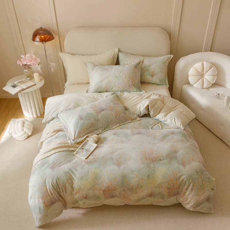 【晴美】羽零绒印花四件套-繁花里系列-山樱-绿