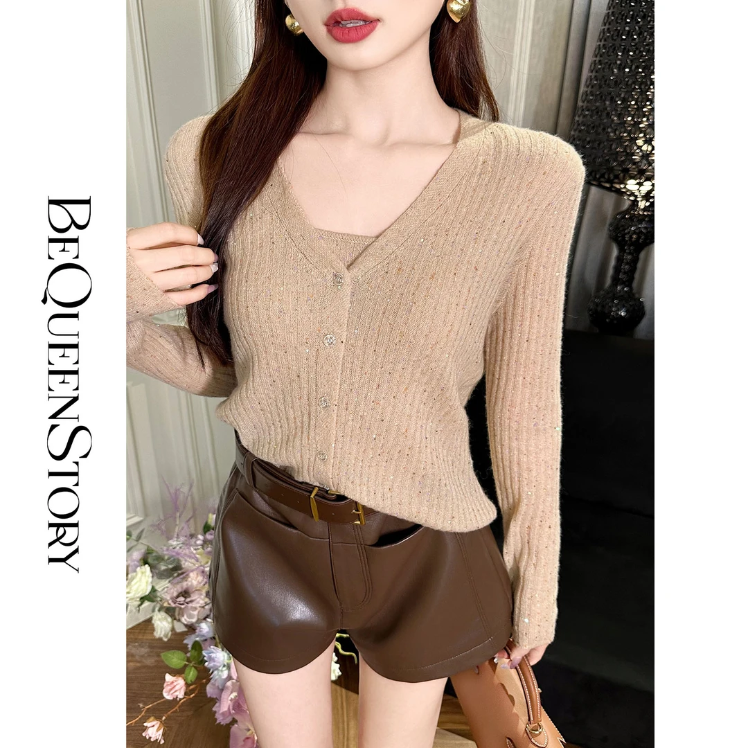 余潇潇【鎏金年华】牦牛绒五彩云朵纱绵羊毛吊带开衫两件套