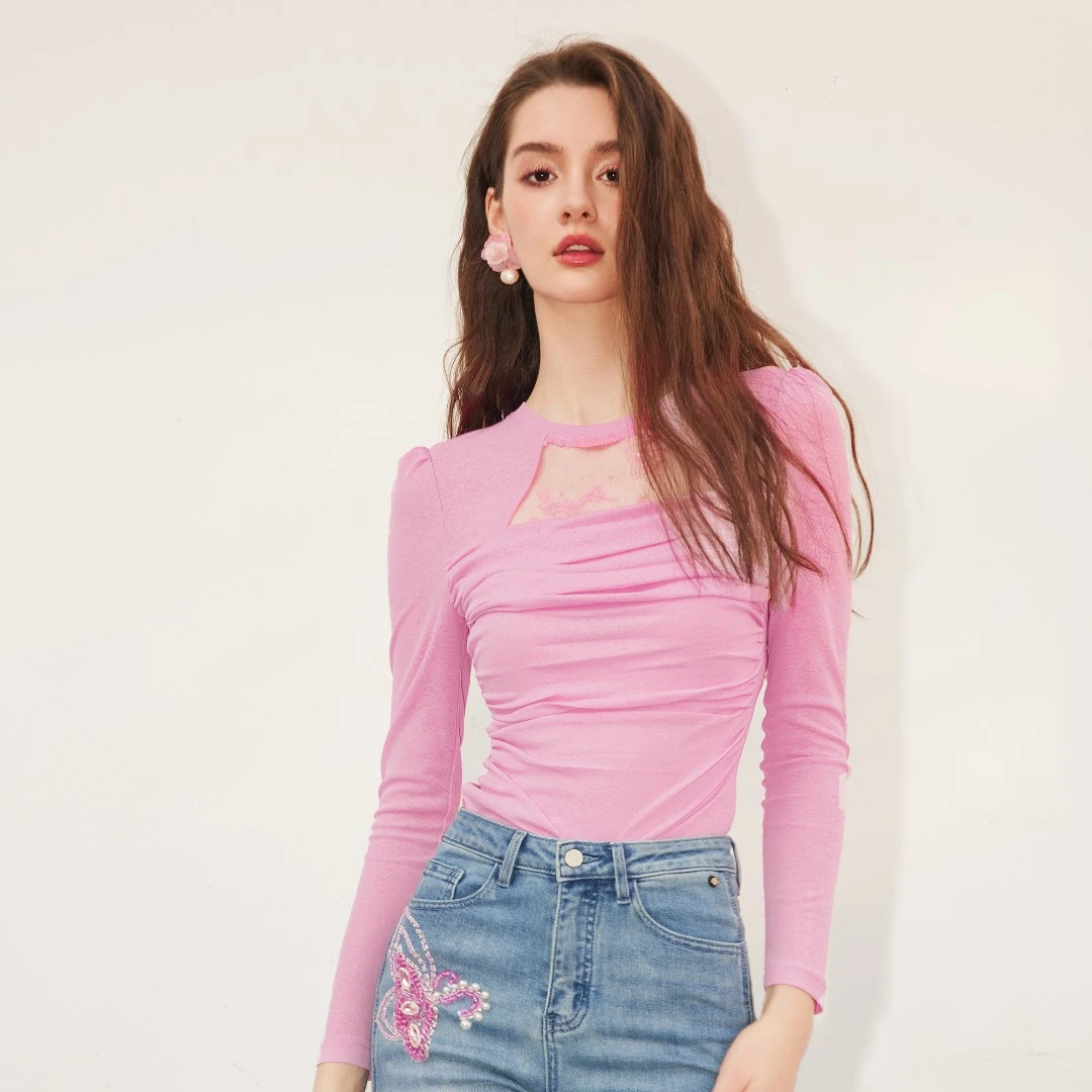 余潇潇【白桃千层】新款设计感纯欲修身内搭打底时尚女