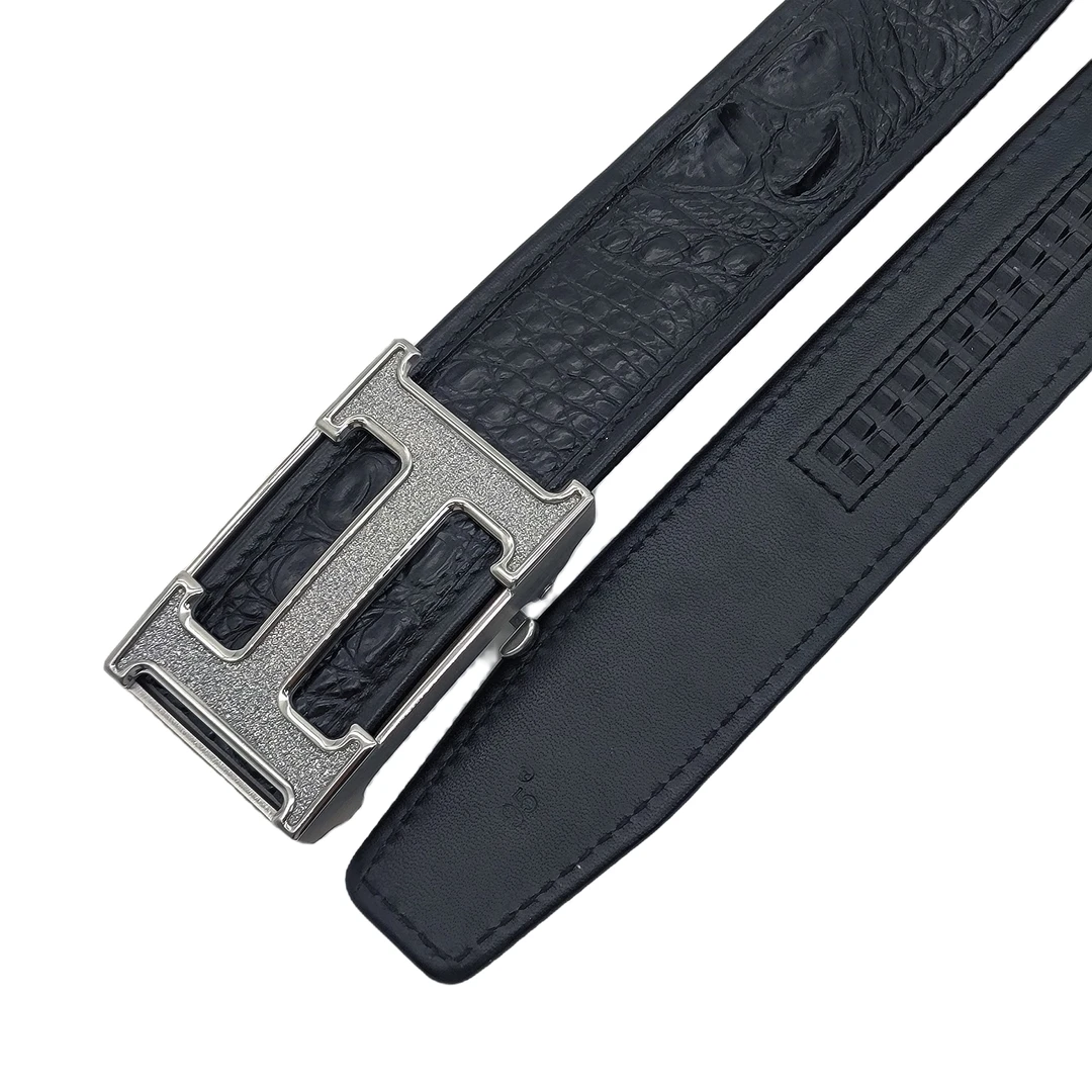 男士高档真鳄鱼皮自动腰带304不锈钢皮带保真鳄鱼骨皮自动带3.8CM