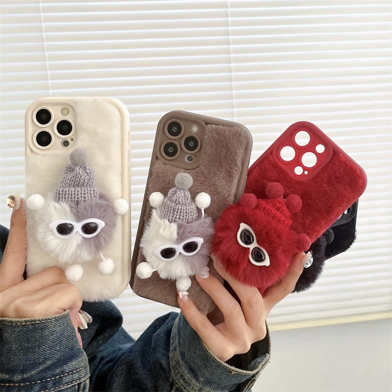 毛绒煤球VIVOX90手机壳IQOONEO8/s17E女S7S10S9Y33S/Y78Y5Y35可爱