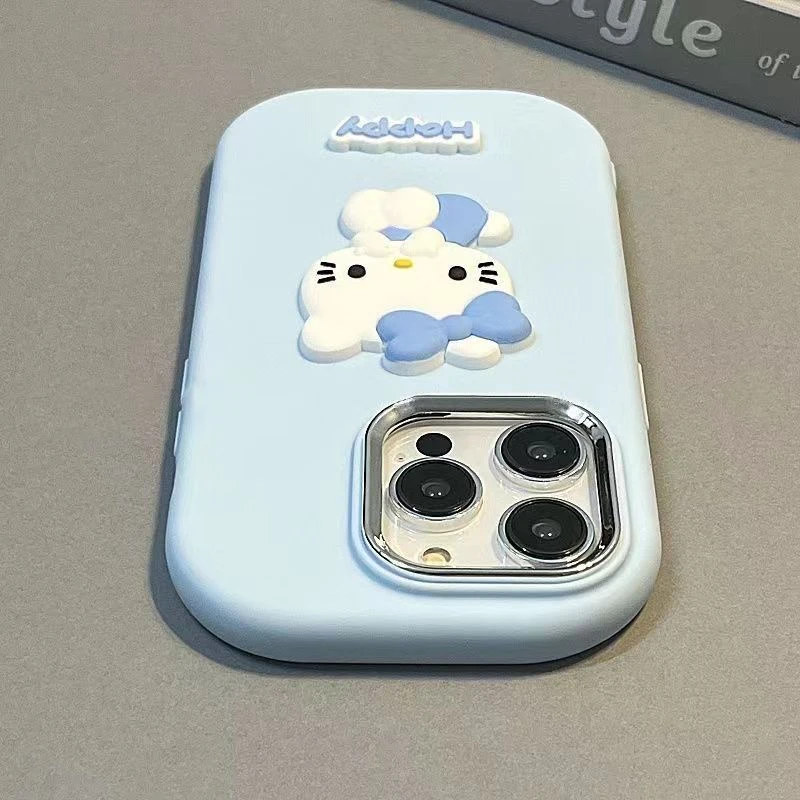 立体捂嘴KT猫适用于苹果15PROMAX手机壳软华为90可爱137P8PMATE60