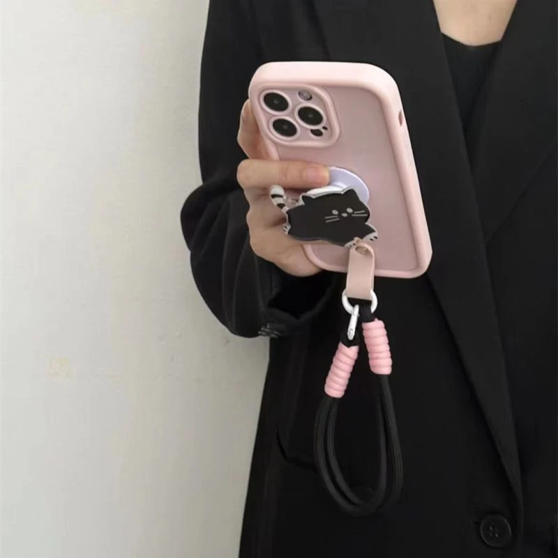 小猫咪防摔适用苹果15华为荣耀oppovivo小米14红米手机壳女腕带软