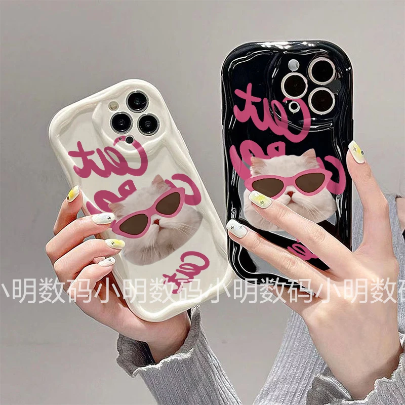 墨镜猫头适用于苹果15pro/14手机壳11/13/12女xsmax6P7P8PLUS可爱
