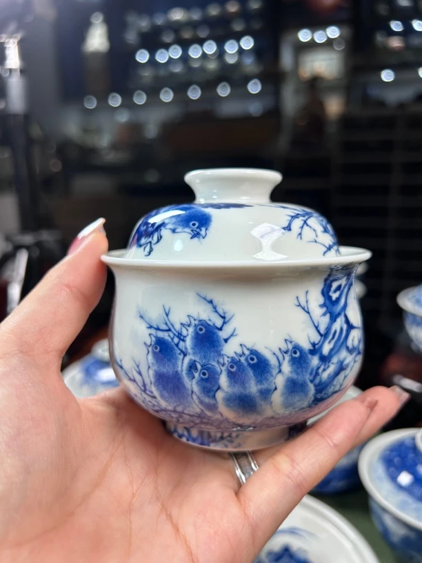 哺育图澄怀堂青花二才盖碗150ml