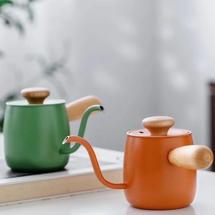 小Q复古泡茶壶日式挂耳手冲咖啡壶 不锈钢茶水分离家用办公侧把壶