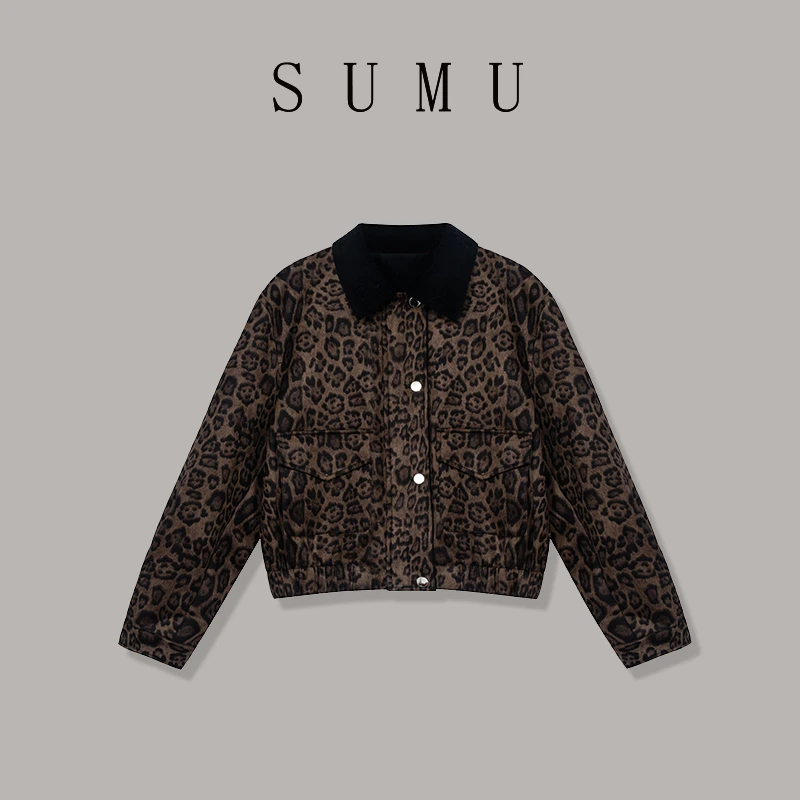 宿慕SUMU 女款豹纹外套 9-21秋季2024新款时尚百搭休闲外套A1602G
