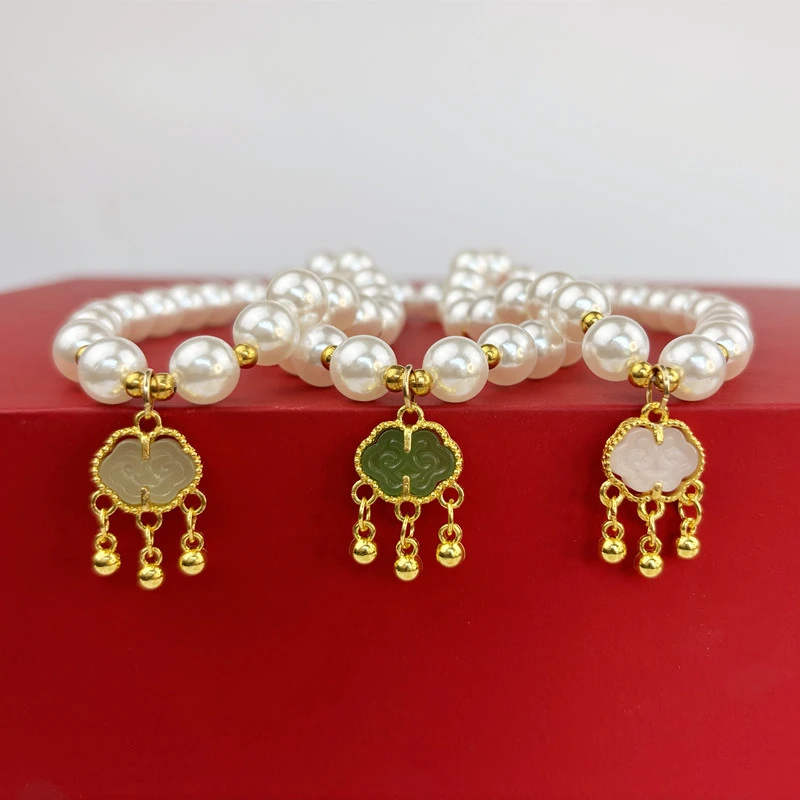 宠物珍珠项链猫咪专用长命锁福牌铃铛挂饰小狗狗项圈宠物拍照饰品