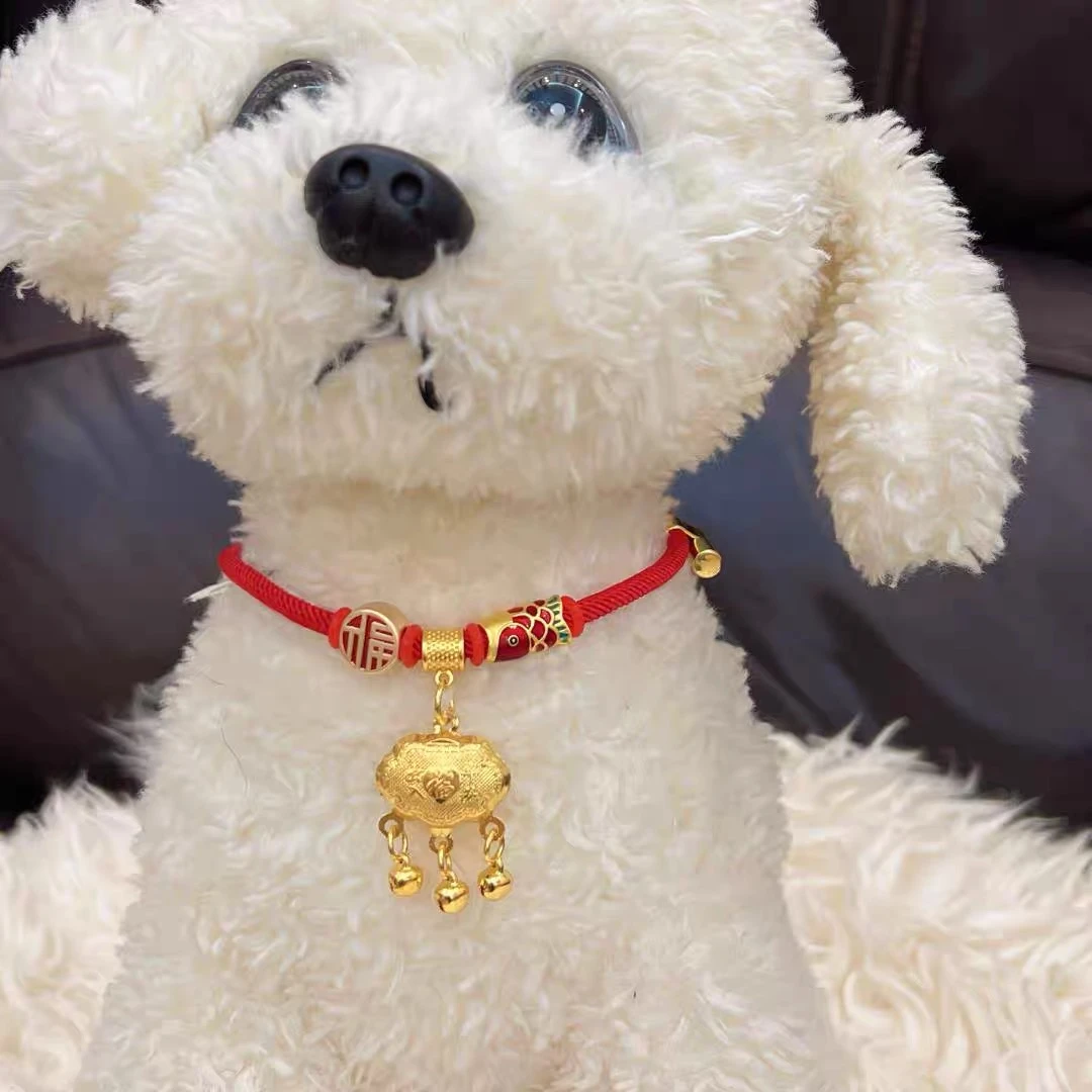 宠物项圈猫狗铃铛新年宠物长命锁喜庆宠物饰品可爱脖圈猫狗通用
