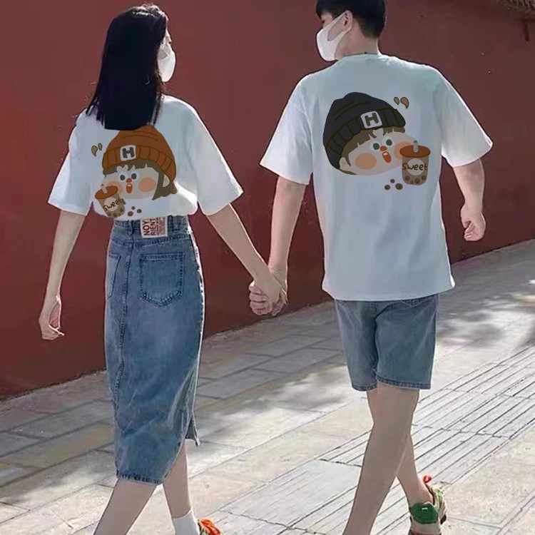 情侣装2025新款夏季潮流潮牌特别的棉短袖t恤男女上衣宽松ins潮