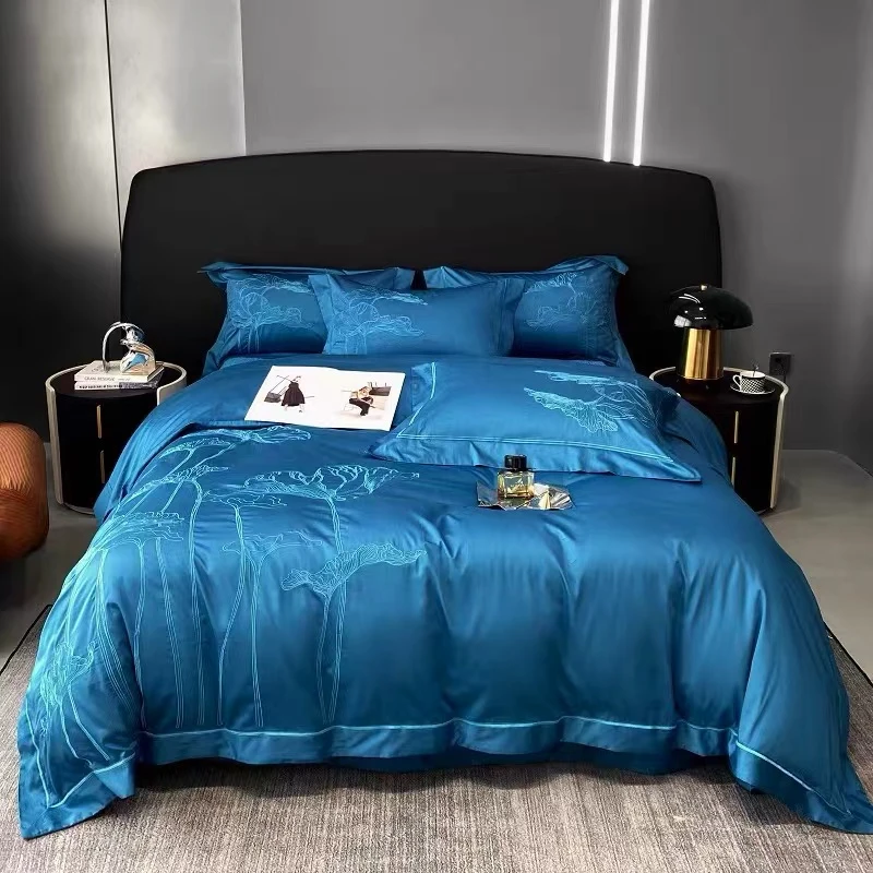 四件套高端重工绣轻奢匹马棉床盖款四件套优雅
