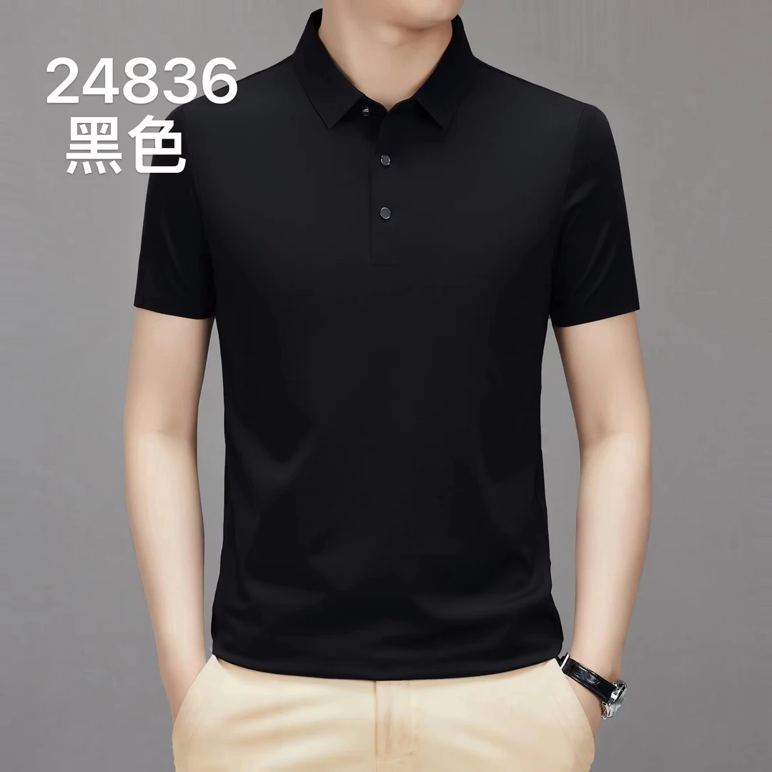 【锦绣集】真丝针织男士男装桑蚕丝polo衫t恤短袖衬衫翻领宽松商务