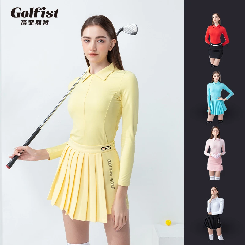 高尔夫服装女春秋新款长袖短裙套装golf女装女士修身运动网球服