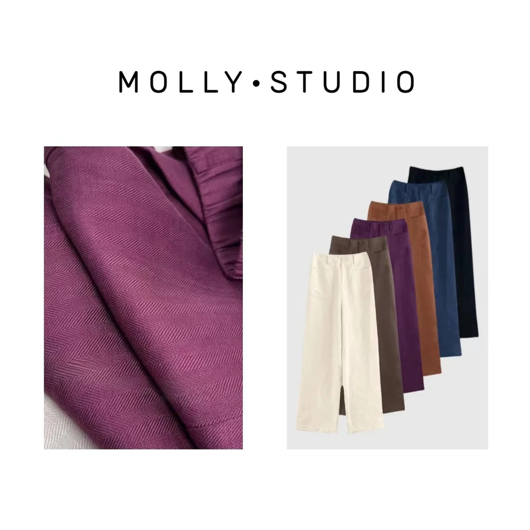 MOLLY【白富美】夏季天丝亚麻阔腿裤薄款显瘦窄版宽松裤子女9105