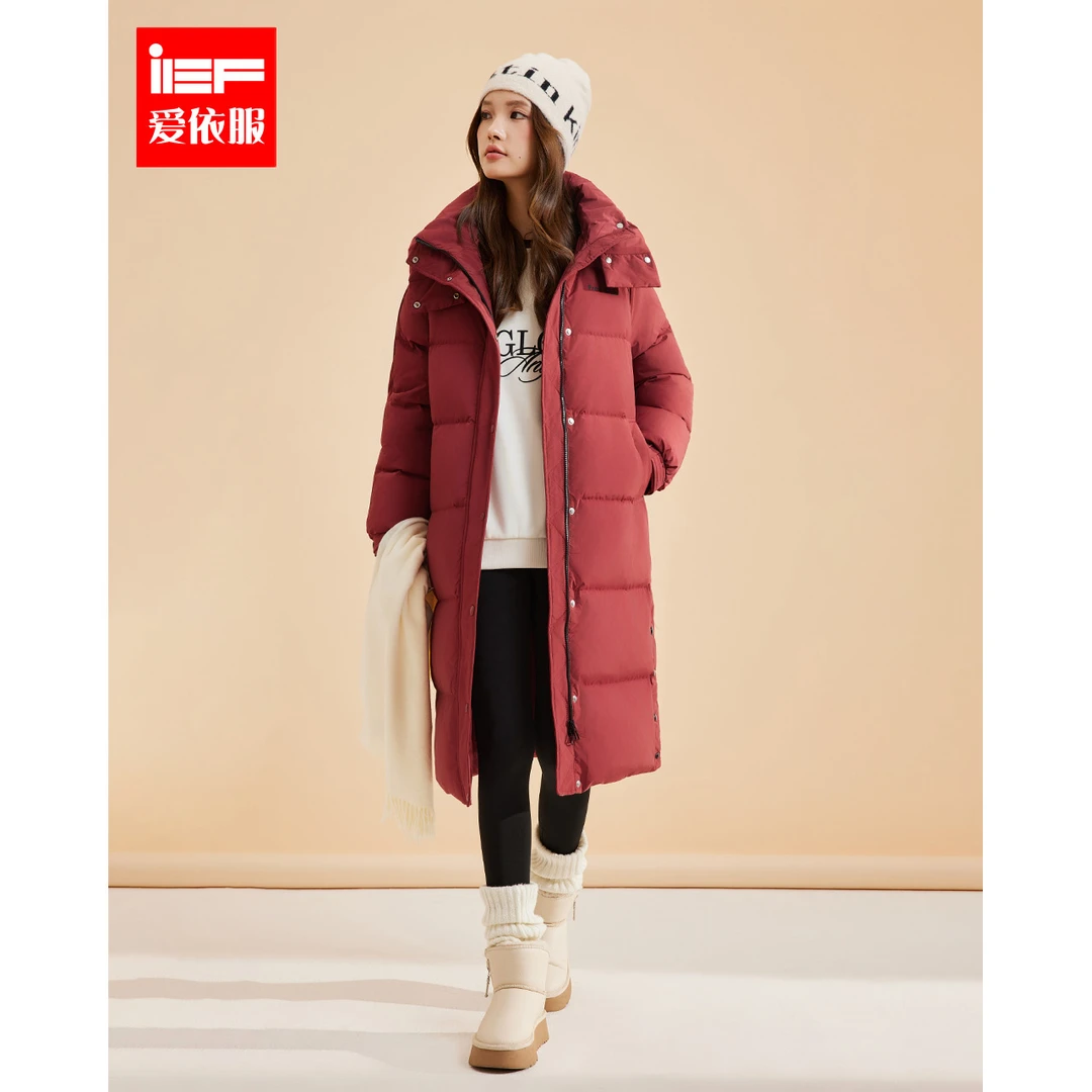 IEF/爱依服2025冬季新款保暖简约小众设计百搭羽绒长外套流光风