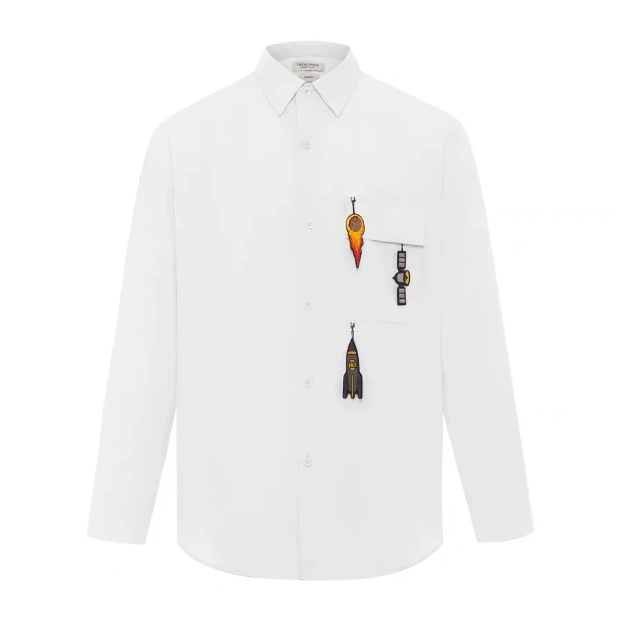 Trendiano【早秋特惠】设计感翻领长袖衬衫潮流3TC2010380