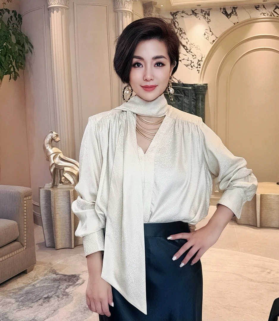 【顾文婷推荐】SHANG1上壹 碎花飘带领衬衣 S23BT02