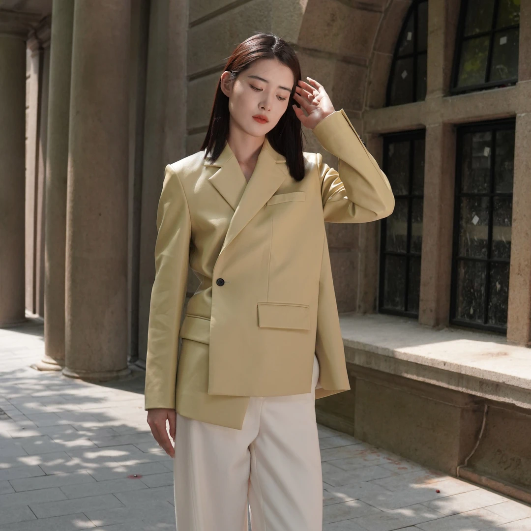 【顾文婷推荐】ATLEO 鹅黄色旋转西装 34CD621