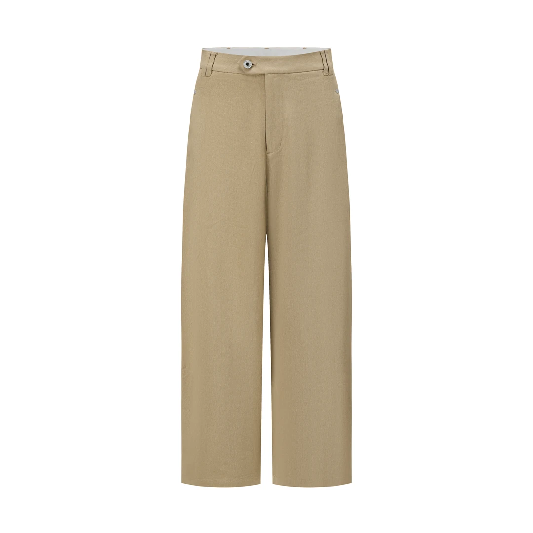 【福利活动~NO退】有尾 棉麻彩纱结子双褶蛋形裤白牛 DT5424328