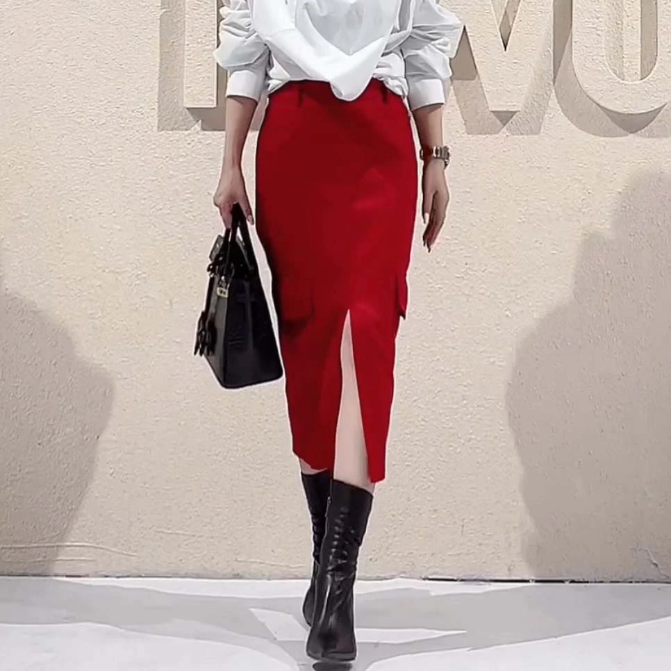 YOUWEI有尾 汉麻斜纹直筒工装半裙 Y5823411