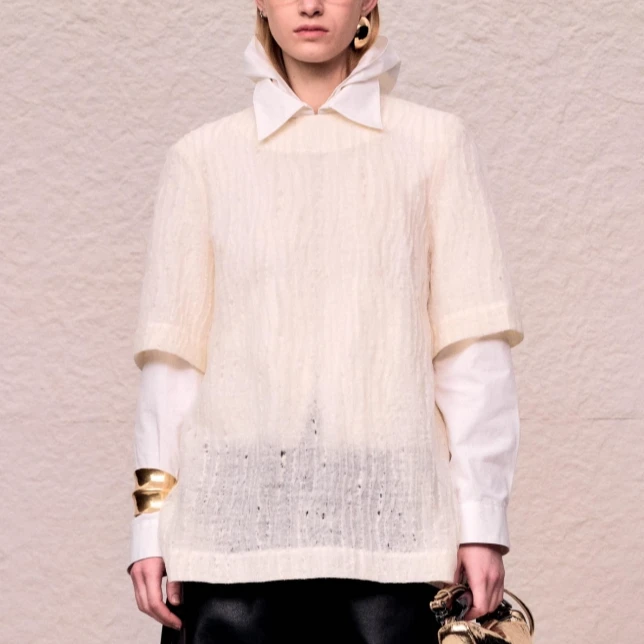 【顾文婷推荐】YOUWEI有尾 肌理泡泡面料短袖T Y1124308