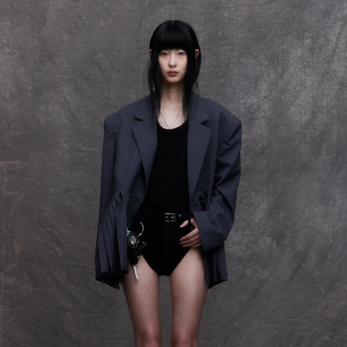 【NO退可换】BONBOM 灰色收腰西装夹克  BLAZER1