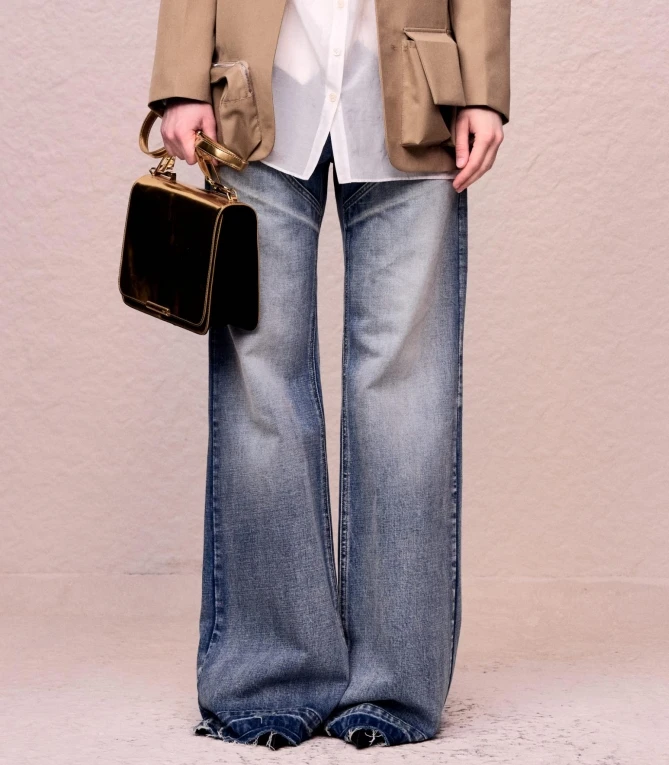 【顾文婷推荐】YOUWEI有尾 西部风切割牛仔喇叭裤 Y5124307