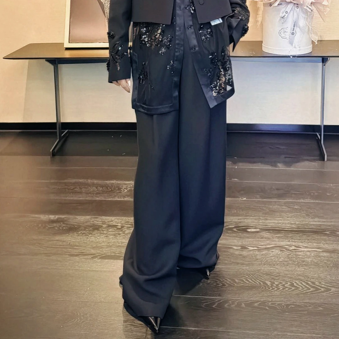 【顾文婷推荐】玉琼国风 羊毛桑蚕丝裤子一枝花 J24S1173-1