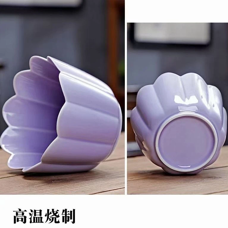 大容量中式茶洗复古精致建水国风高颜值粉色孟莲瓣手工杯洗茶渣桶