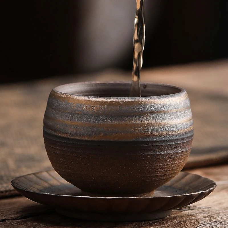 YICHEN/翊尘古早烧茶杯老岩泥高温煅烧复古陶瓷功夫茶具茶道品茗