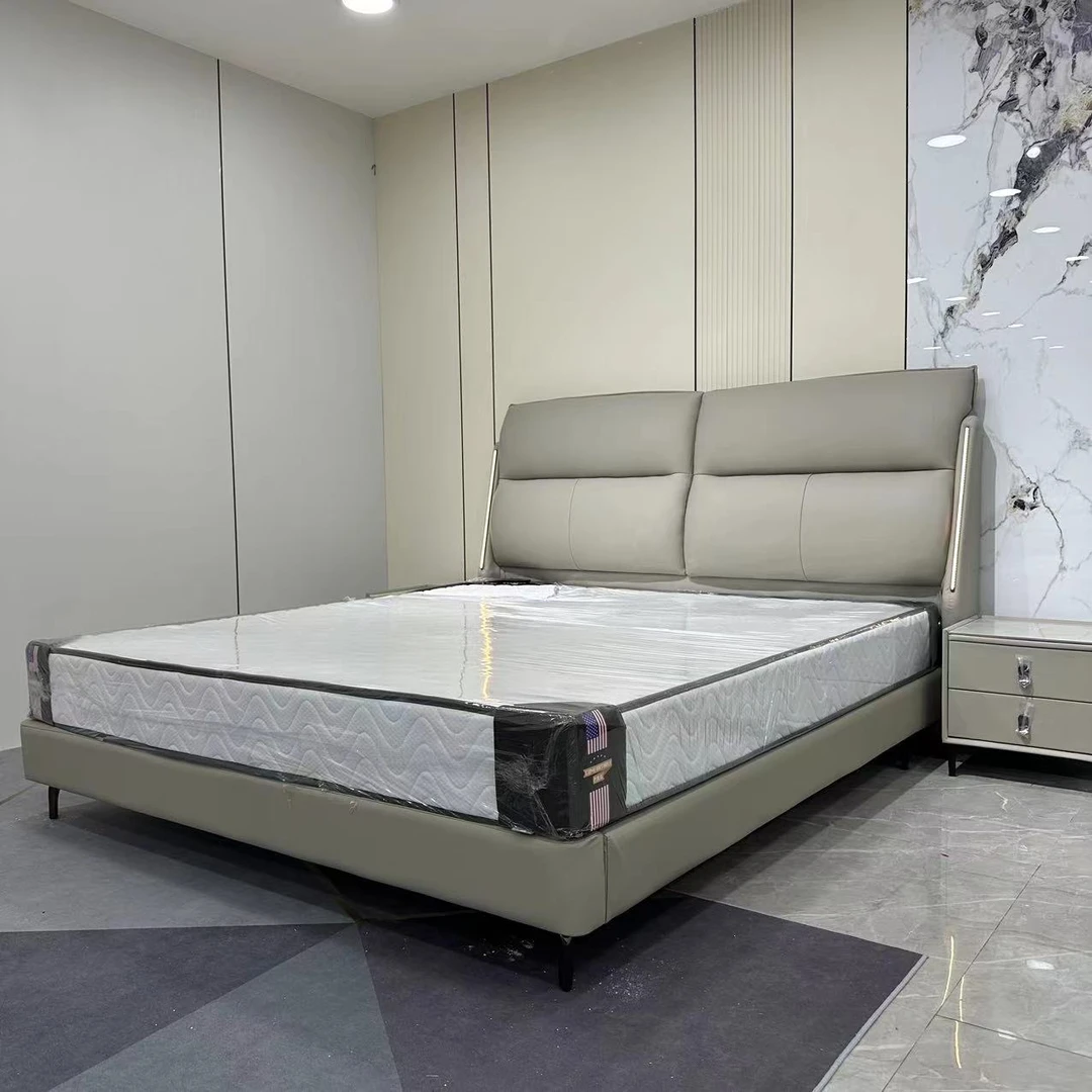 063/简约轻奢大床主卧室可选高箱皮艺现代意式高端2.2米定制