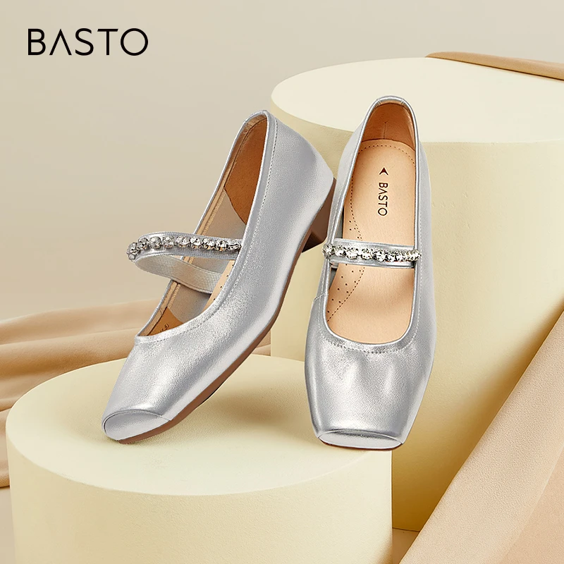 百思图2023秋季新款商场同款时尚法式玛丽珍鞋方跟女单鞋KC206CQ3