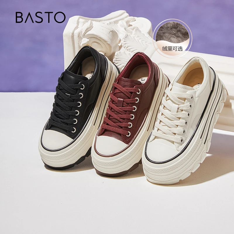 【邱莹莹专享】百思图2025春季街头运动板鞋厚底女休闲鞋I7556AM5