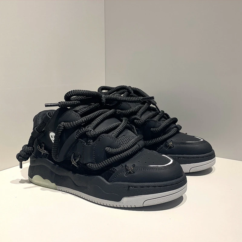 小众原创设计黑武士鞋子男女款厚底增高休闲运动滑板鞋情侣面包鞋