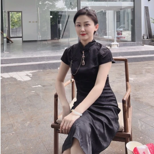 清仓No退no换   新中式竹叶底后背镂空改良旗袍