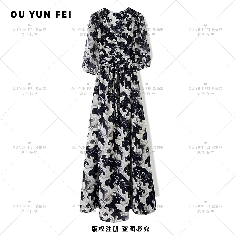 女装连衣裙气质网红轻奢时尚女士保护设计师女装连衣裙气质X9133