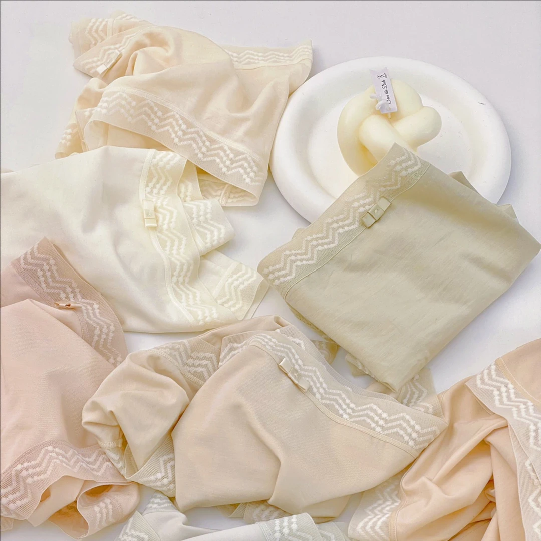 芮添【主播推荐966】法式新品三条装纯色ins内裤中腰女士透气三角裤